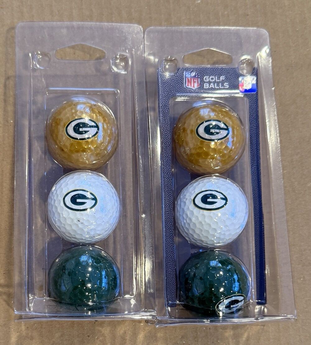 2-Packs of 3 Regulation Size Golf Balls Ea. Pkg.* NFL Green Bay Packers * New